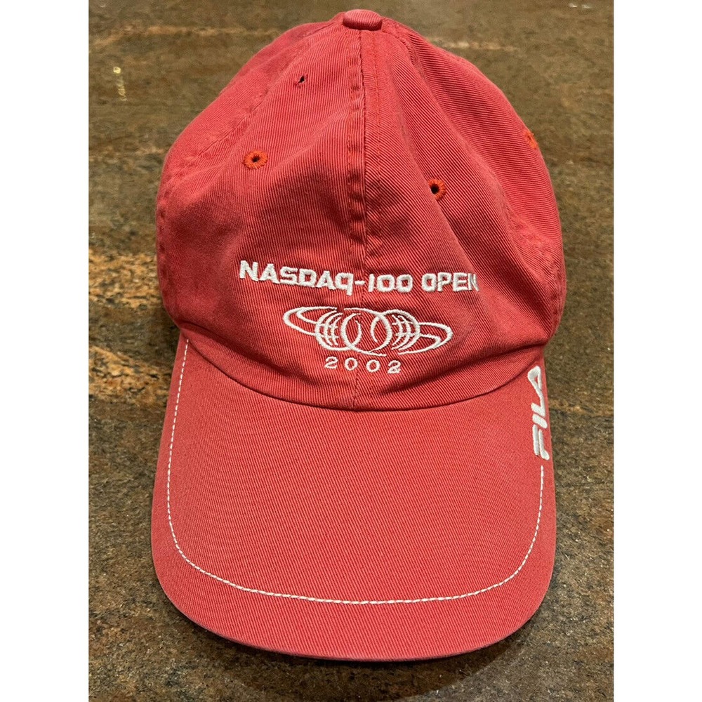 RARE Vintage 2002 Nasdaq-100 Open FILA Faded Red Hat Baseball Cap Adjustable